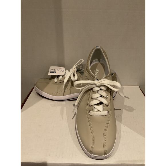 Keds - Micro Stretch Lace Up Tennis Sneakers - Taupe w/White Laces & Soles- 9 - Picture 8 of 8